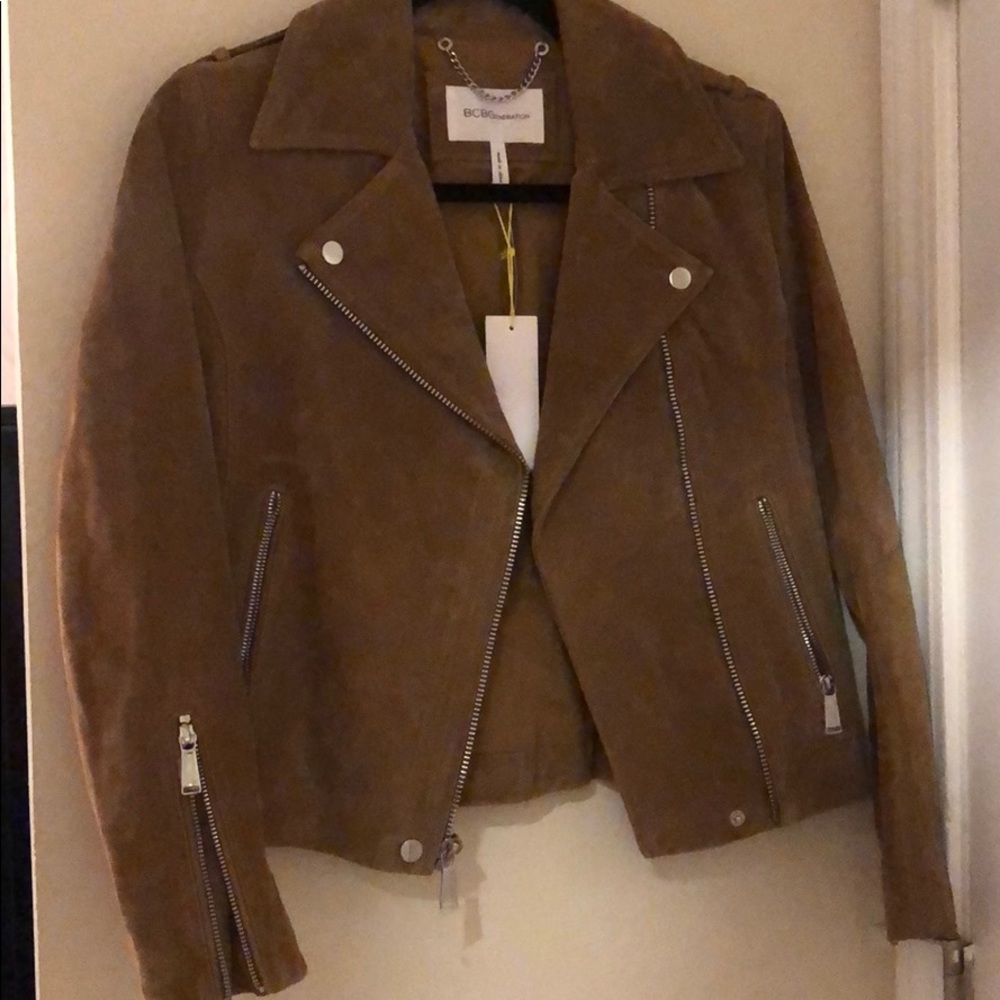 BCBGeneration Suede XS Camel Moto Jacket NWT
